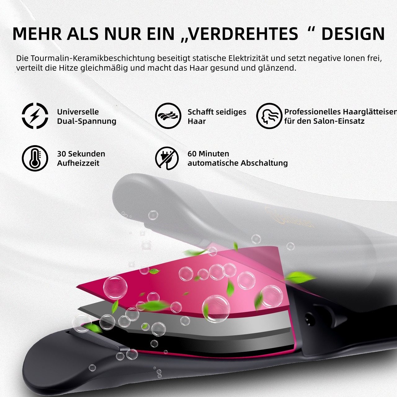 HATTEKER Glätteisen HT-136 Professional 2-in-1 Lockenstab & Haarglätter, 11 Temperaturstufen, Automatische Abschaltung – Bild 4 von 5
