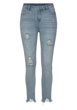 Buffalo Destroyed-Jeans mit ausgefranstem Beinabschluss und Stretchanteil, schmale Passform