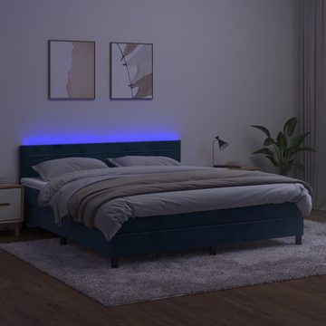 vidaXL Bettgestell Boxspringbett mit Matratze LED Dunkelblau 160x200 cm Samt Bett Bettge