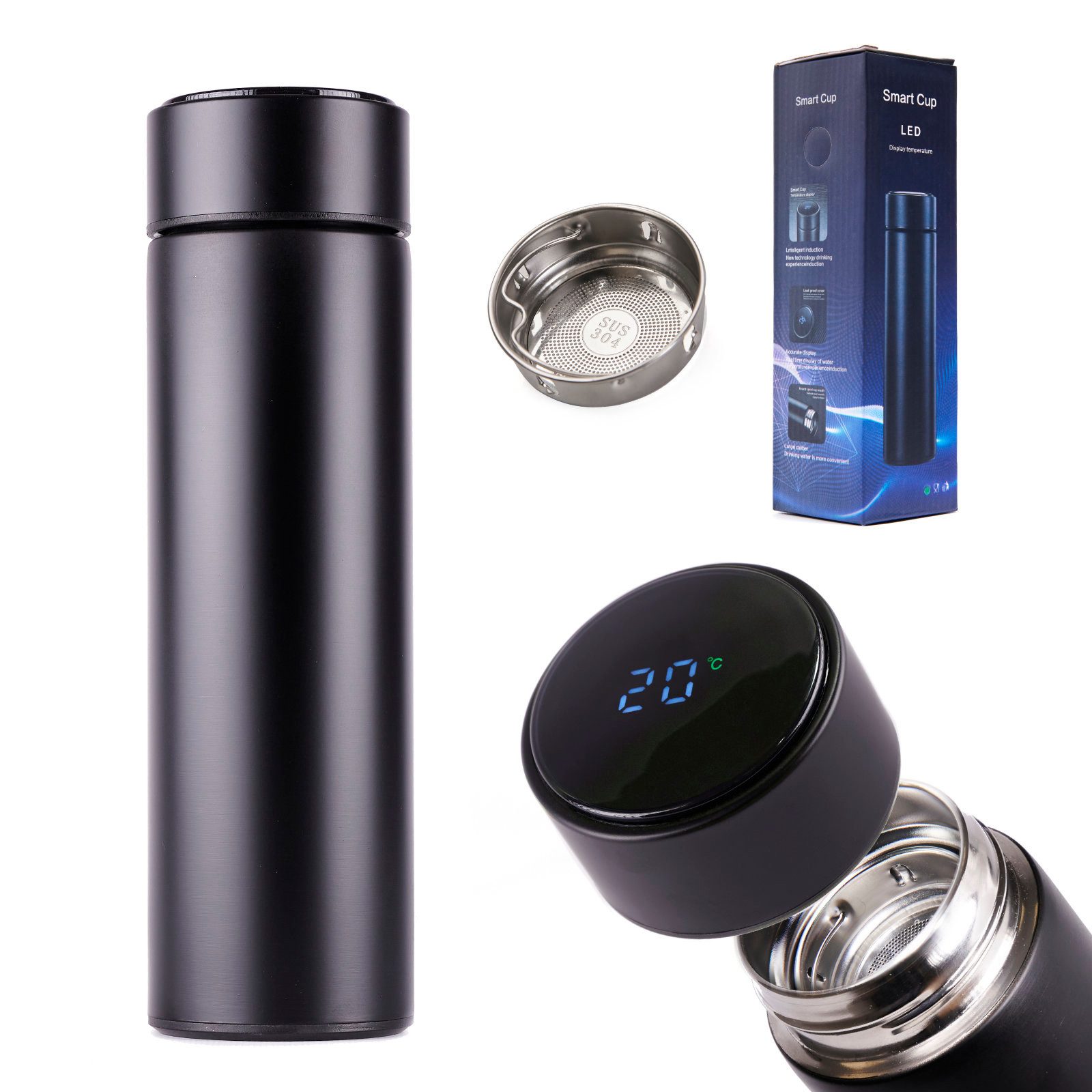 Isolierflasche Tempro Touch - 500ml LED-Thermo-/Isolierflasche mit Temperaturanzeige