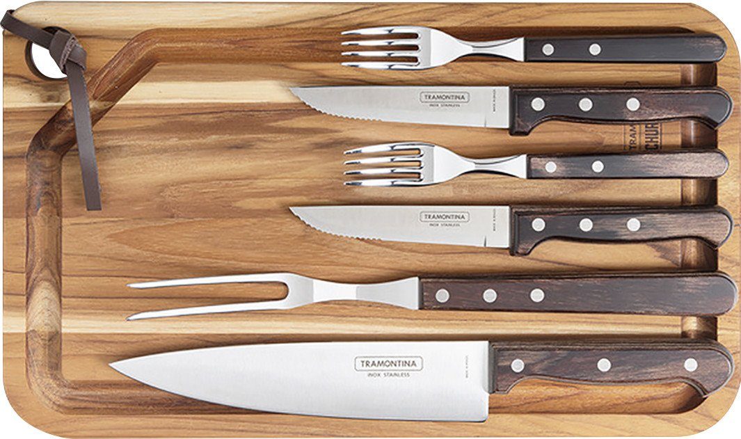 Tramontina Grillrosteinsatz Tramontina BBQ-Geschenkset 7-teilig, Holz
