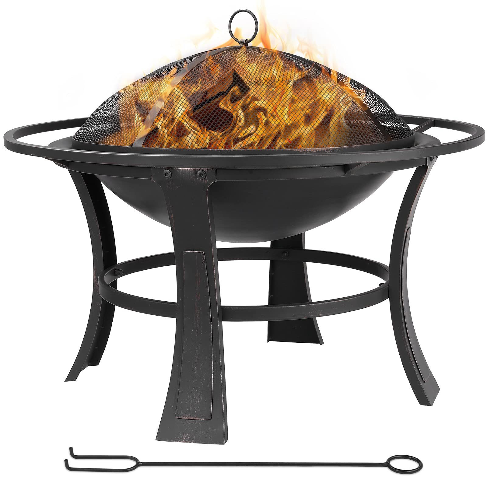 TLGREEN Feuerschale, Feuerkorb(68x50cm), mit Funkenschutz, Feuerschalen