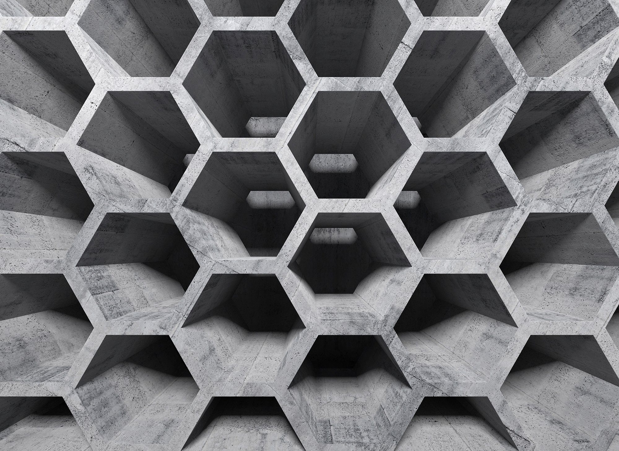living walls Fototapete Designwalls Honeycomb Structure 1, glatt, (5 St), Vlies, Wand, Schräge, Decke
