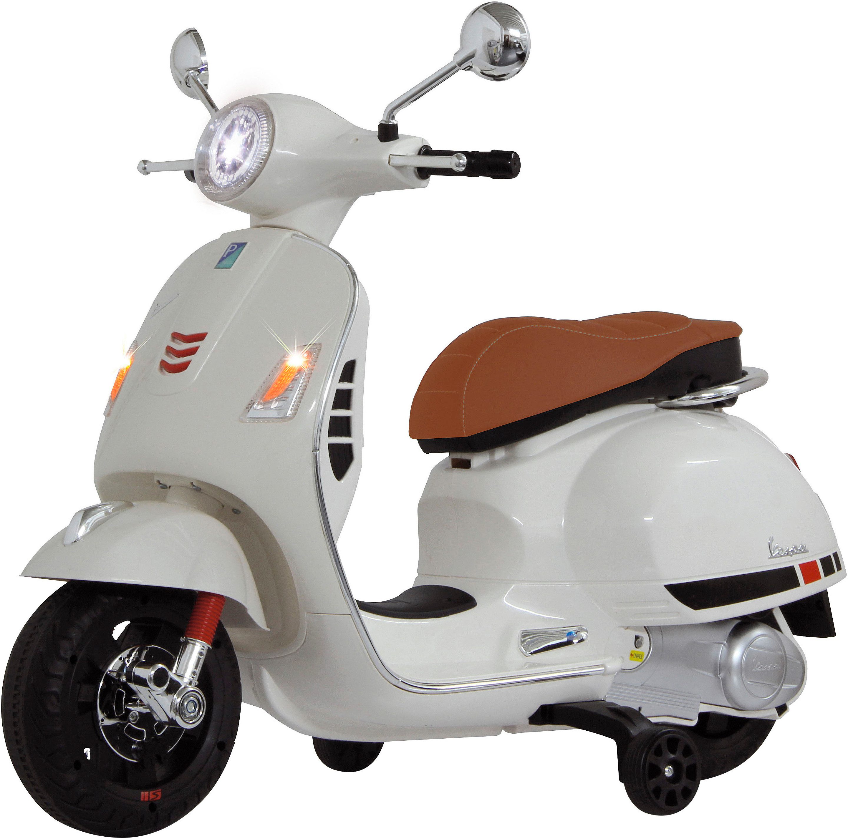 Jamara Elektro-Kinderroller Ride-on Vespa GTS 125, Li-Power 12.6, Belastbarkeit 30 kg, mit Licht- und Soundeffekten