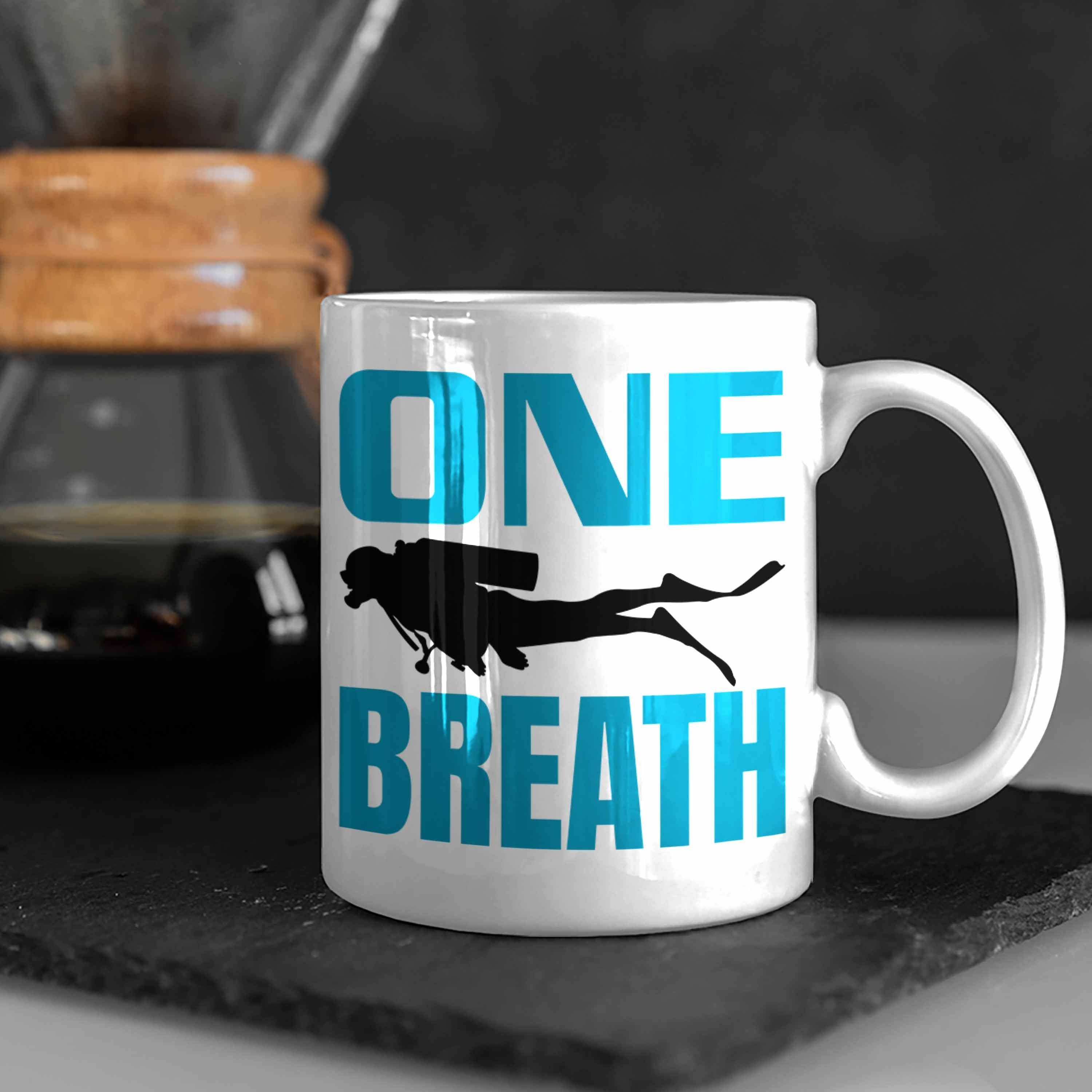 für Breat Tasse Taucher Scuba Weiss Trendation Geschenkidee Geschenk Taucher Diving Tasse One