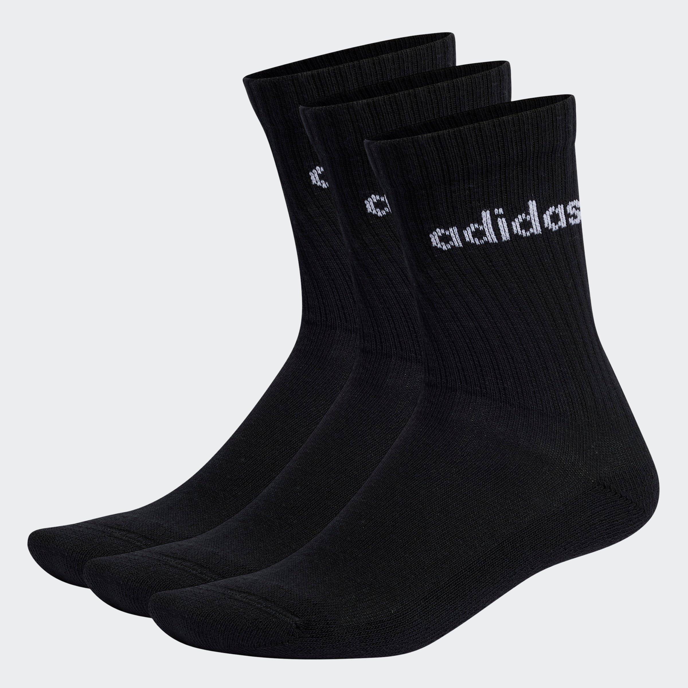 adidas Performance Funktionssocken LINEAR CREW CUSHIONED SOCKEN, 3 PAAR (3- Paar), Weiche Socken mit recycelten und erneuerbaren