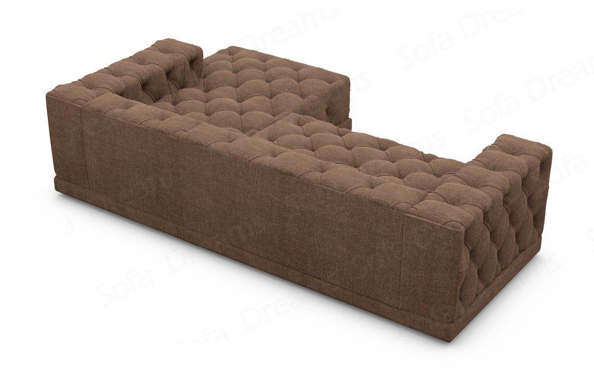 Polster Dreams dunkelbraun18 Ecksofa Strukturstoff Stoffsofa, Stoff Chesterfield Style, Palma kurz Loungesofa Sofa Sofa Form L