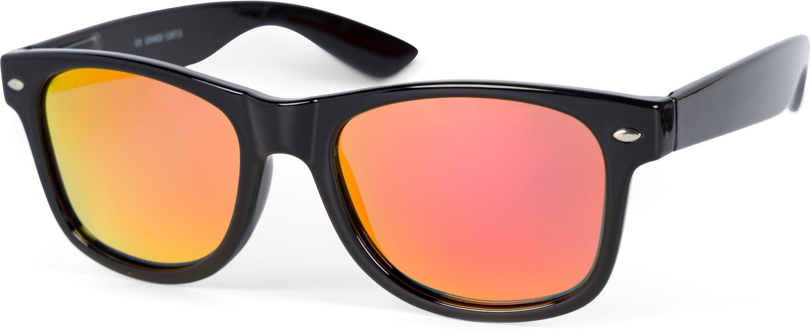 styleBREAKER Sonnenbrille (1-St) Polarisiert Schwarz Gestell Orange-Rot / Glas verspiegelt