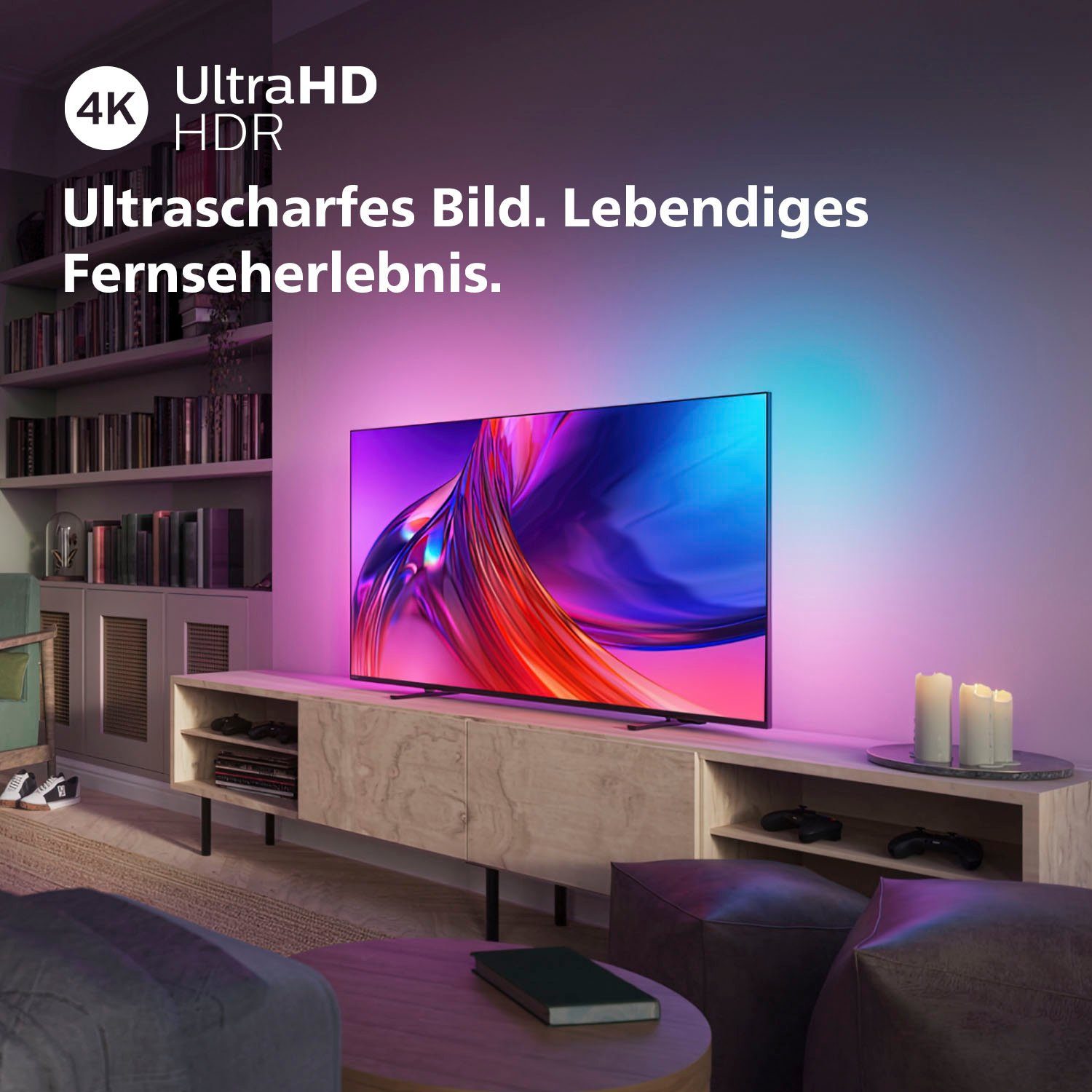 Philips 55PUS8548/12 LED-Fernseher cm/55 (139 TV, TV, HD, Ultra 3-seitiges Ambilight) Google 4K Android Smart-TV, Zoll