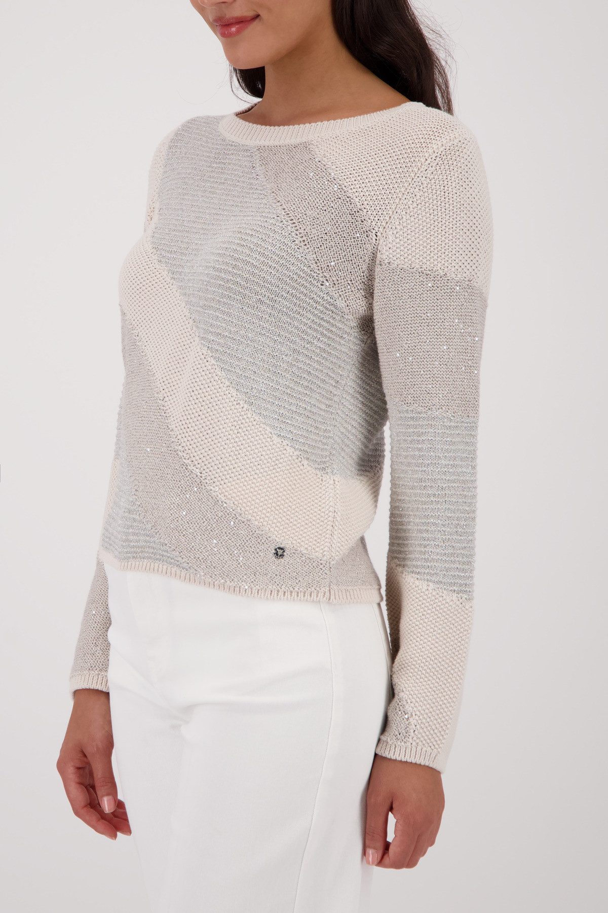 Monari Strickpullover Pullover Materialmix Regular fit mit Glanzdetails günstig online kaufen