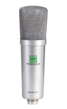Pronomic Mikrofon USB-M 910 Podcast USB-Studiomikrofon Plug & Play (Kondensatormikrofon, 3-tlg), Inkl. Mikrofonspinne, Etui und 1,7 m USB-Kabel