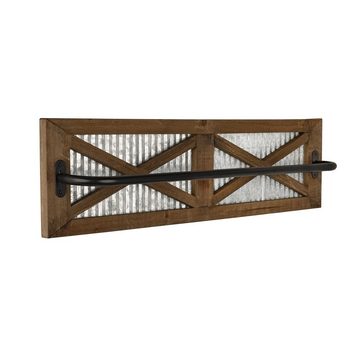 Melko Handtuchhalter Handtuchhalter 60 x 15 cm Handtuchstange Holz Handtuchhaken, Materialkombination aus Holz und Metall