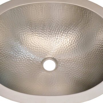 Casa Moro Einbauwaschbecken Orientalisches Metall Waschbecken Amir oval gehämmert, handgefertigt