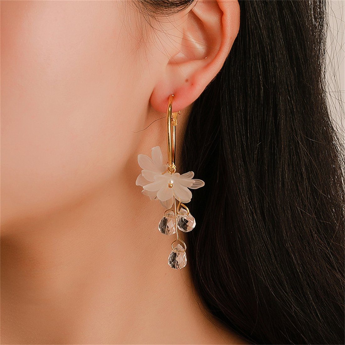 DÖRÖY Paar Ohrstecker Women's Fashion Crystal Flower Ohrring Set, Mode Ohrringe Schmuck