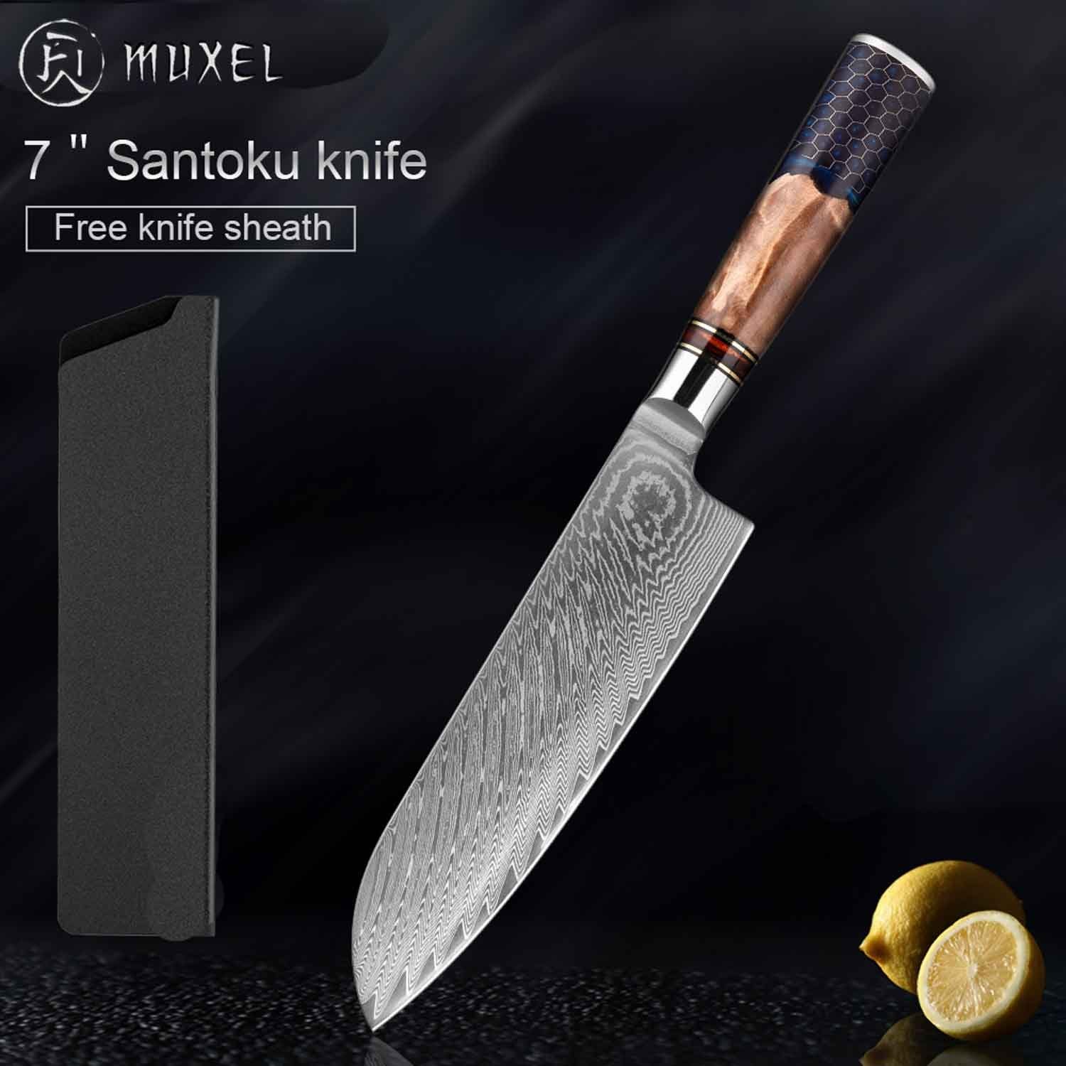 Muxel Kochmesser Das Premium Santoku Spitzenklasse 67, Messer Jedes Messer ein mit – Unikat der Damastmesser