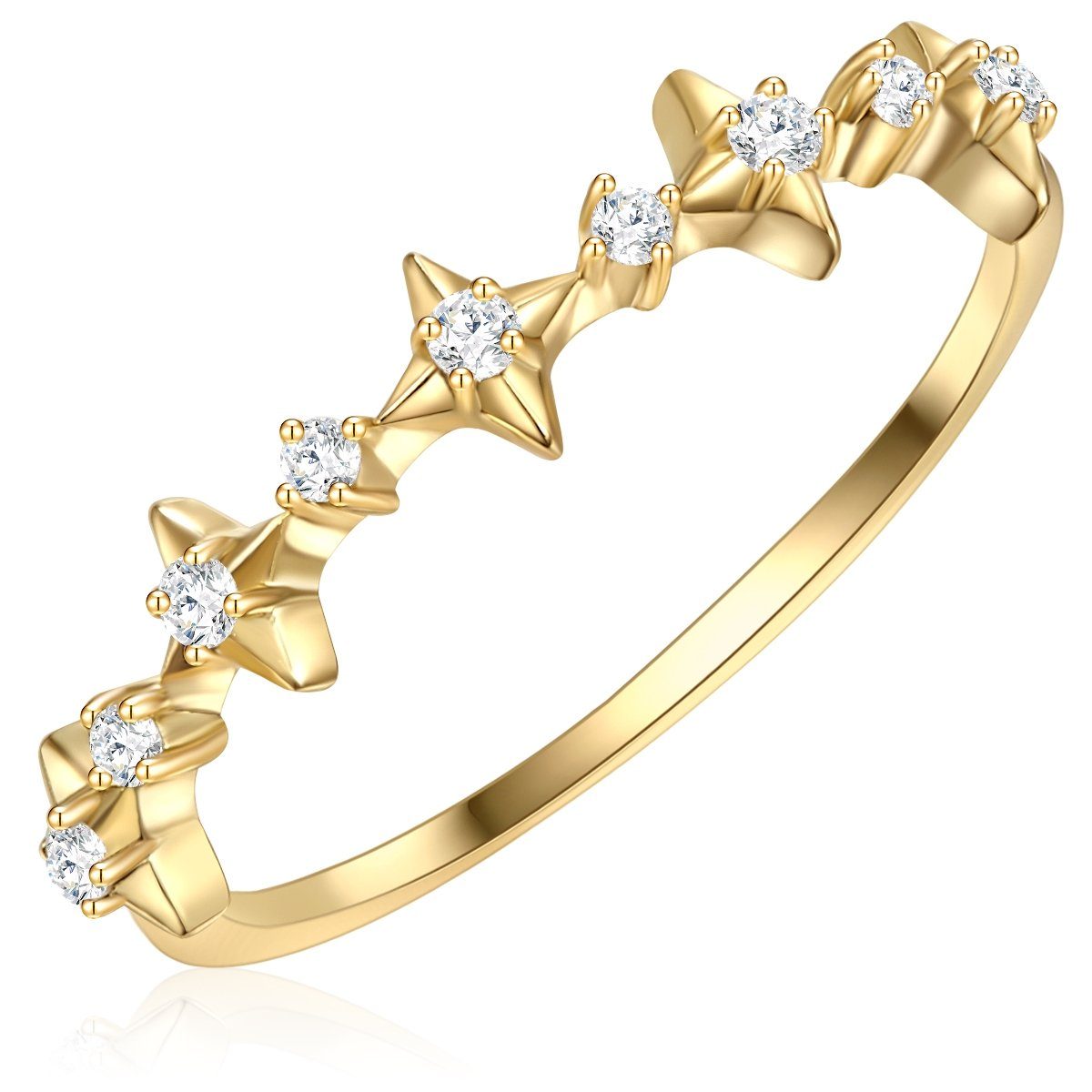Glanzstücke München Silberring gelbgold, Ring Sterling Silber gelbgold Zirkonia weiß
