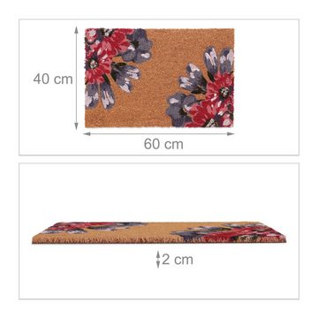 Fußmatte Kokos Fußmatte Blumen, relaxdays, Höhe: 20 mm