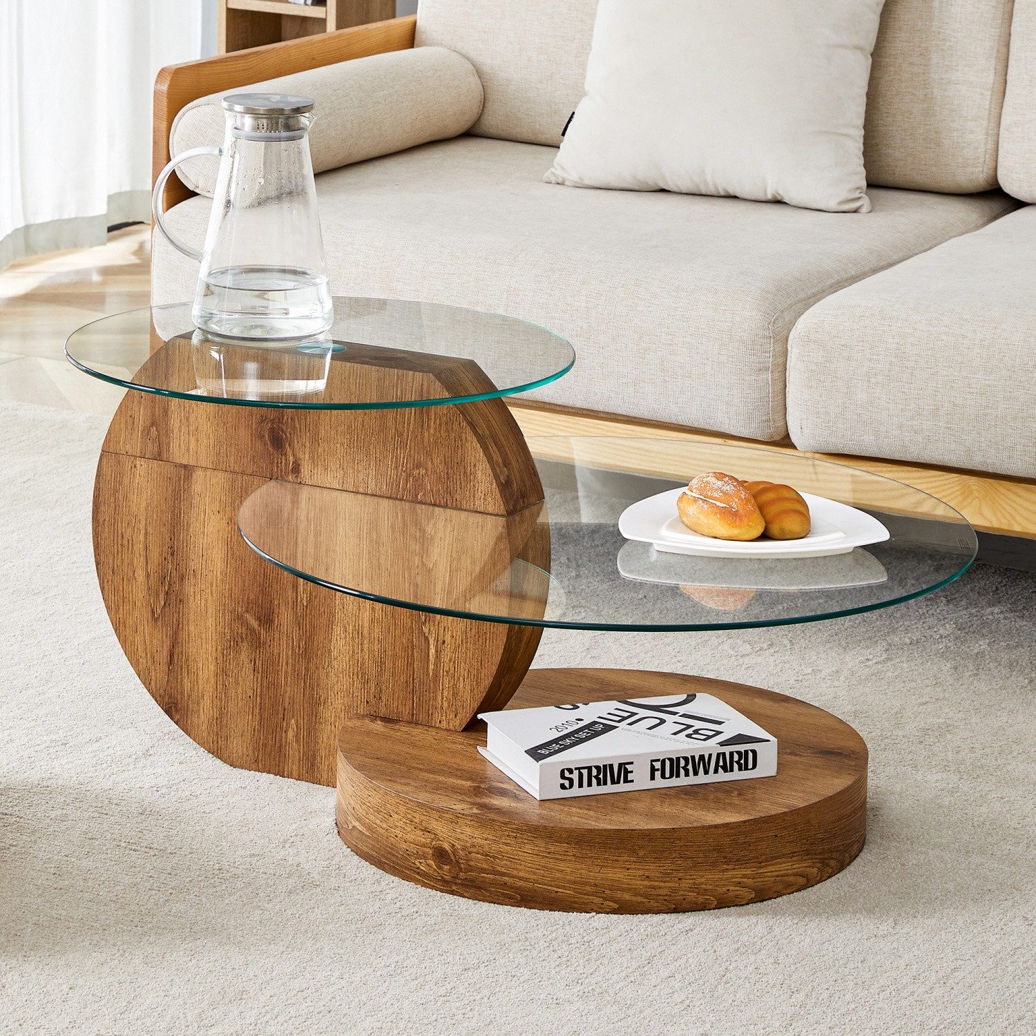 Fanttik Couchtisch gehärteter Glas-Couchtisch, Wohnzimmertisch Modern günstig online kaufen