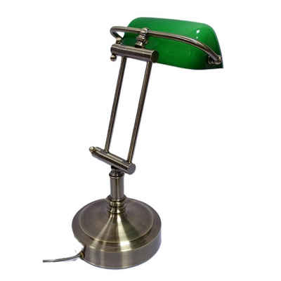 Linoows Tischleuchte Bankerlampe Bürolampe Art Deco Schreibtisch Lampe, ohne Leuchtmittel, je nach Leuchtmittel, Altmessing Tisch Lampe