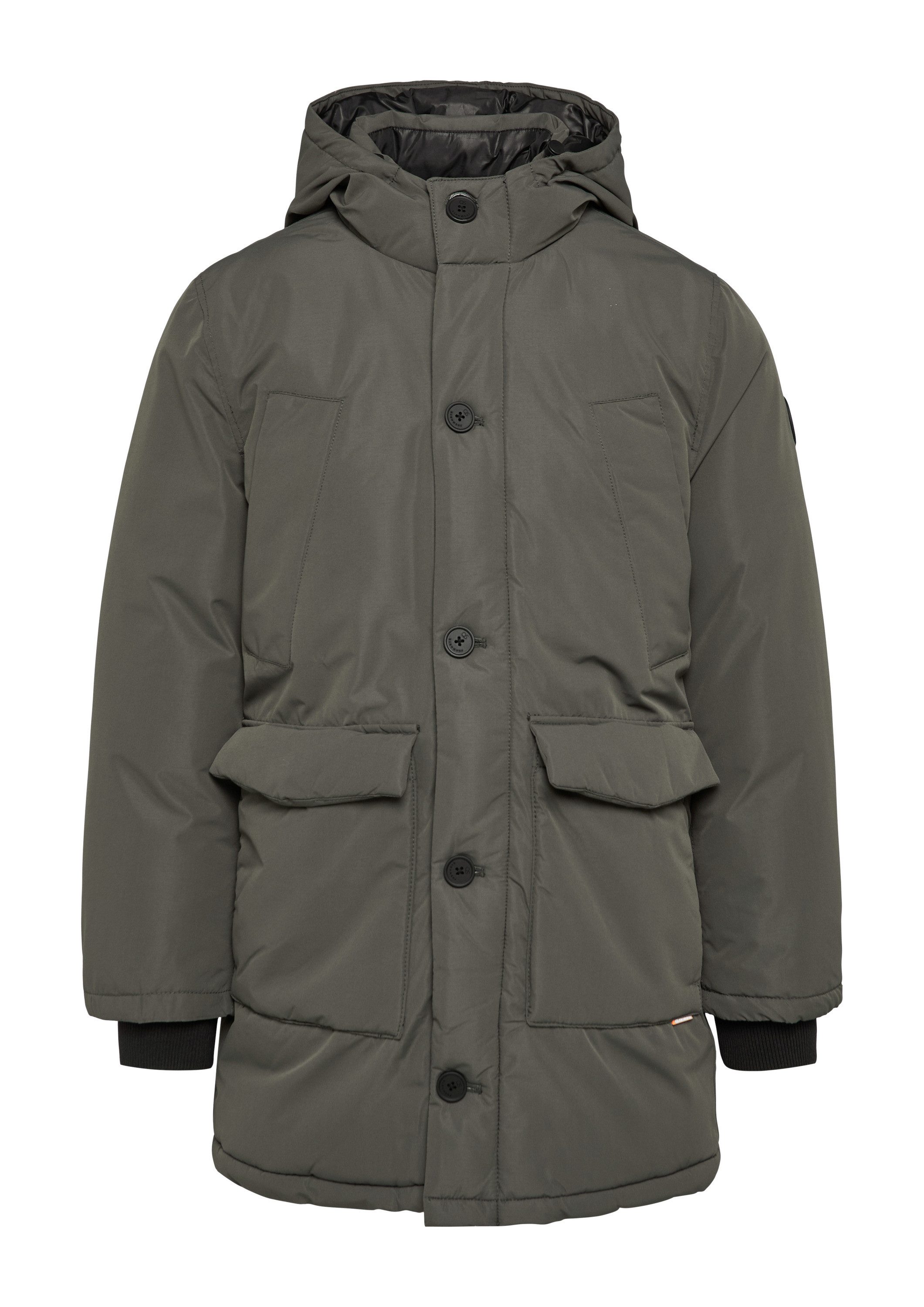 QS Wintermantel Outdoor-Mantel Wattierter Parka mit Kapuze