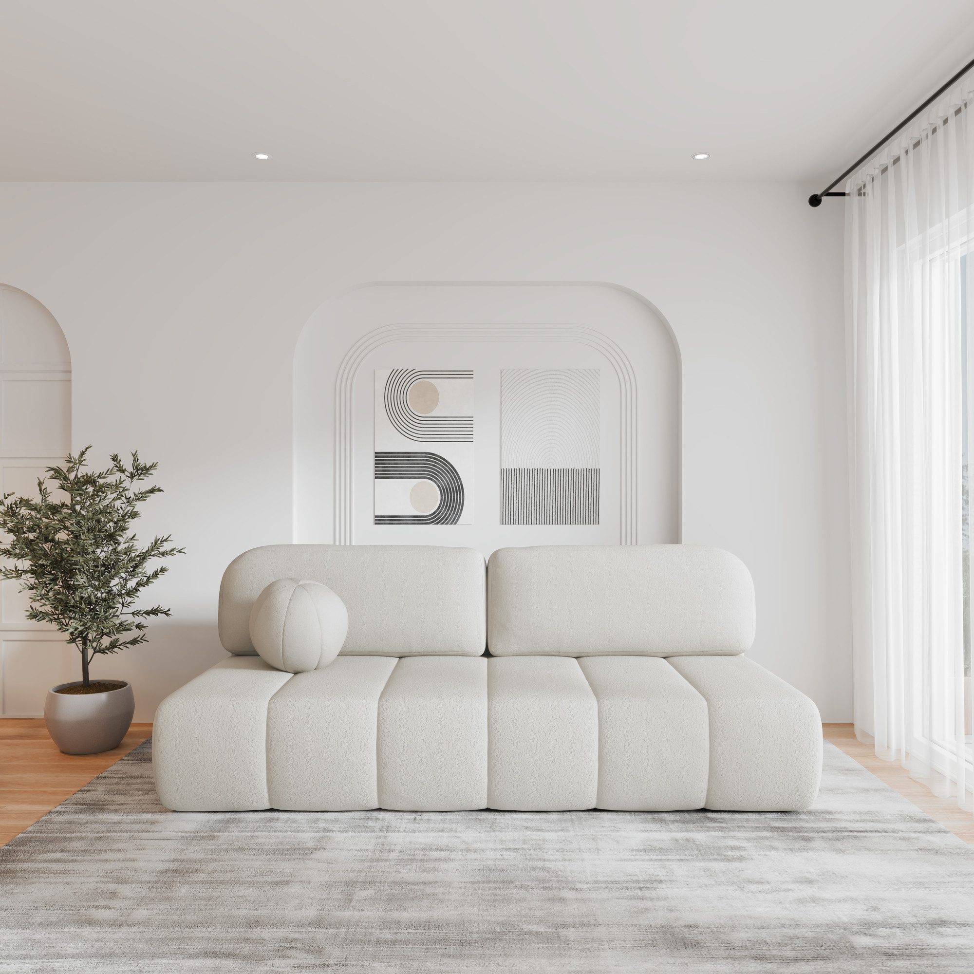 MOEBLO Sofa Fluffy aus Bouclé, Bequemes günstig online kaufen