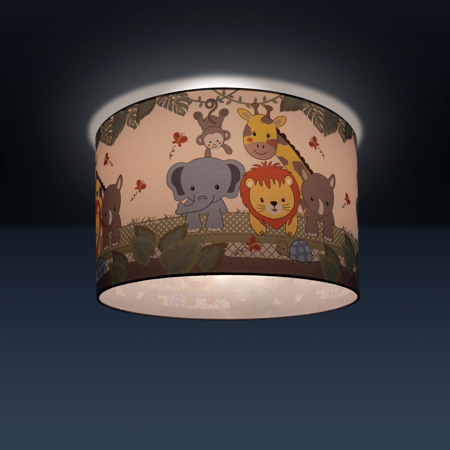 Deckenleuchte Kinderzimmer, ohne Kinderlampe Diamond 634, Leuchtmittel, Paco Deckenlampe E27 LED Dschungel-Tiere, Home