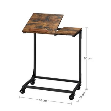 VASAGLE Beistelltisch LET352B01, Laptoptisch, Schreibtisch, mit teilweise verstellbarer Oberfläche, einfache Montage, Stahlgestell