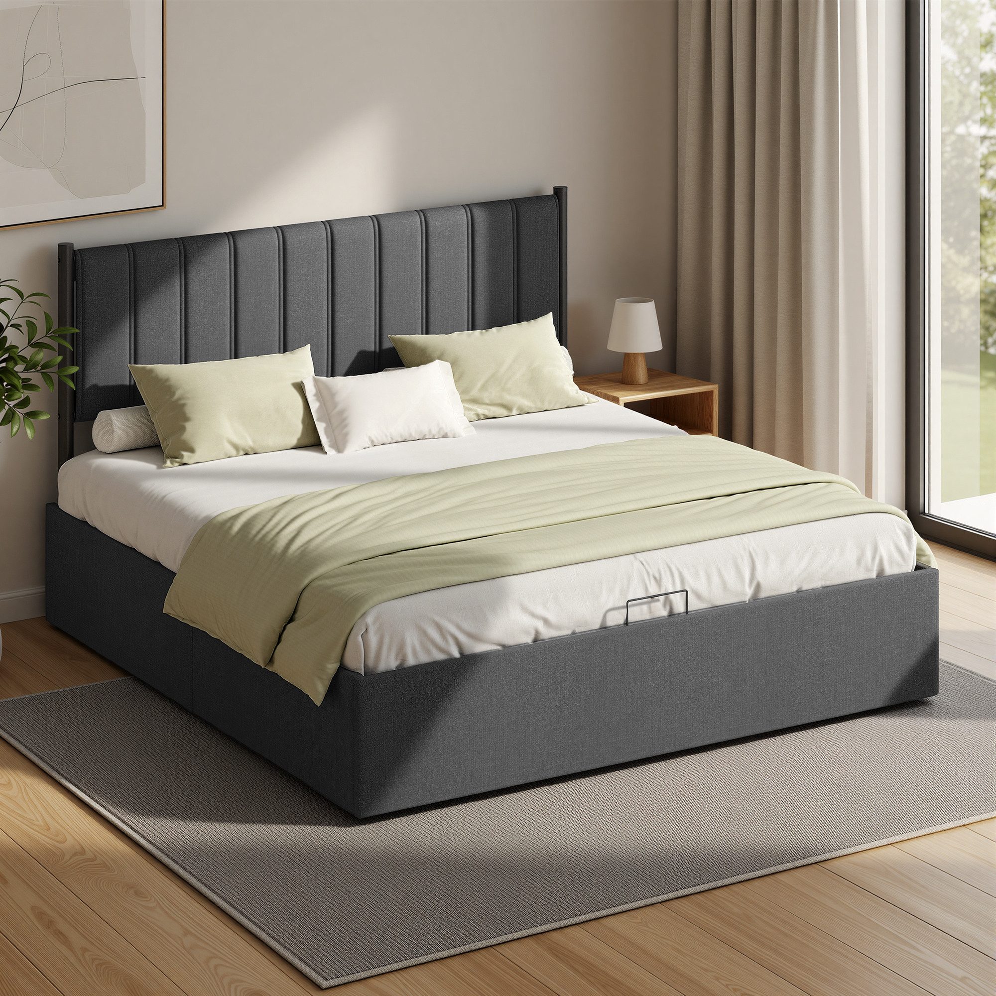 VASAGLE Polsterbett, Bettrahmen, klappbar Lattenrost, Stauraum, in 3 Größen verfügbar