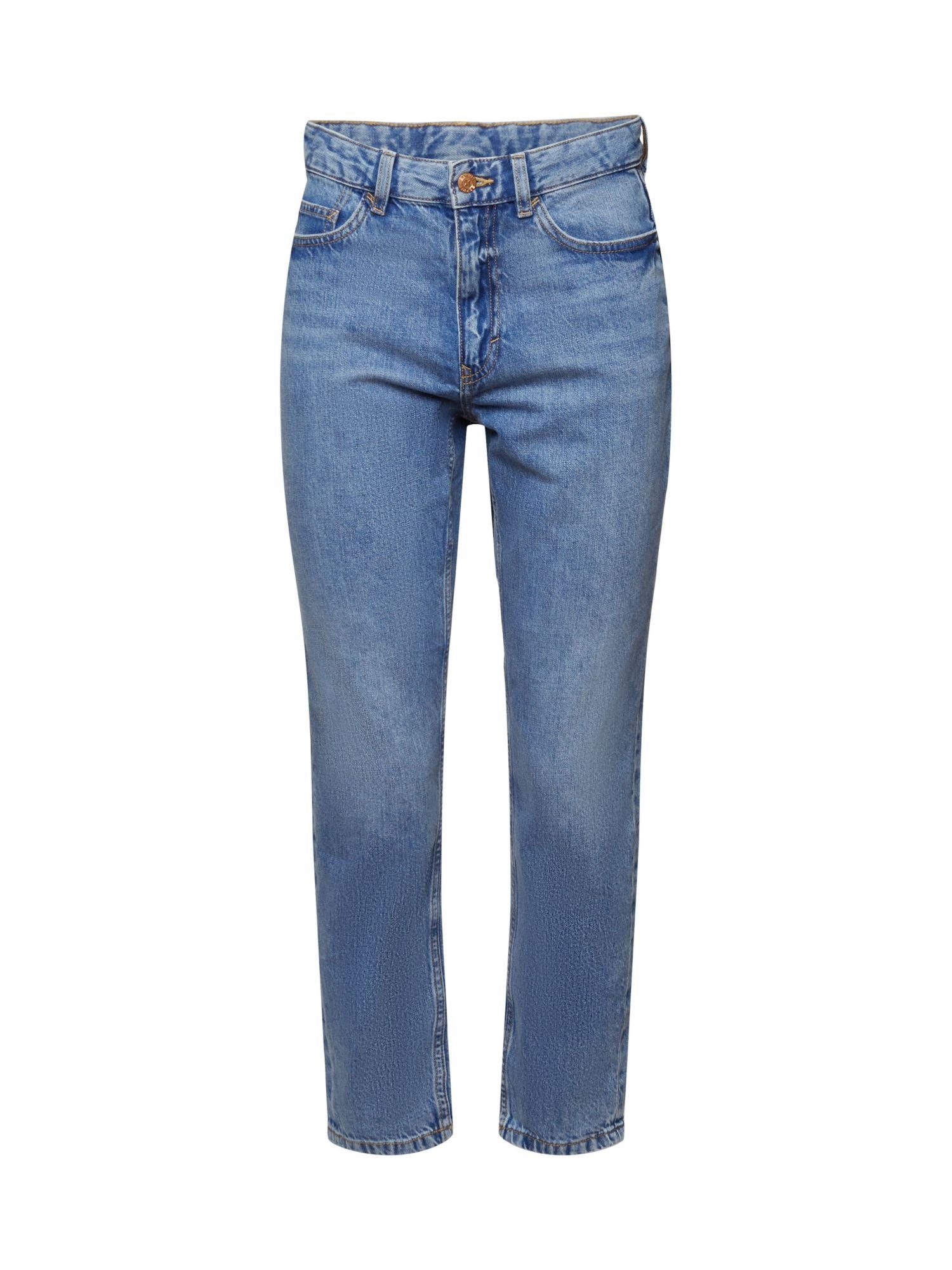 edc by Esprit 7/8-Hose Mom-Jeans mit hohem Bund, Baumwollmix, Hohe Taille,  nach unten hin schmaler werdendes Bein