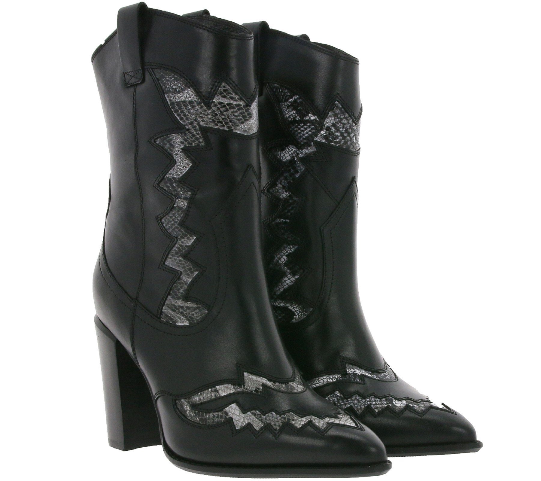 Bronx »BRONX Echtleder-Stiefel moderene Damen Stiefeletten mit  Schlangen-Muster Boots Schwarz« Stiefel online kaufen | OTTO