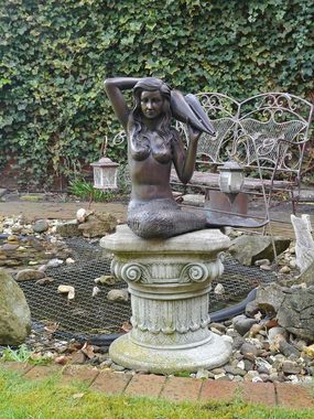 AFG Dekoobjekt Wasserspeier Wasserspiel Bronze Figur Meerjungfrau