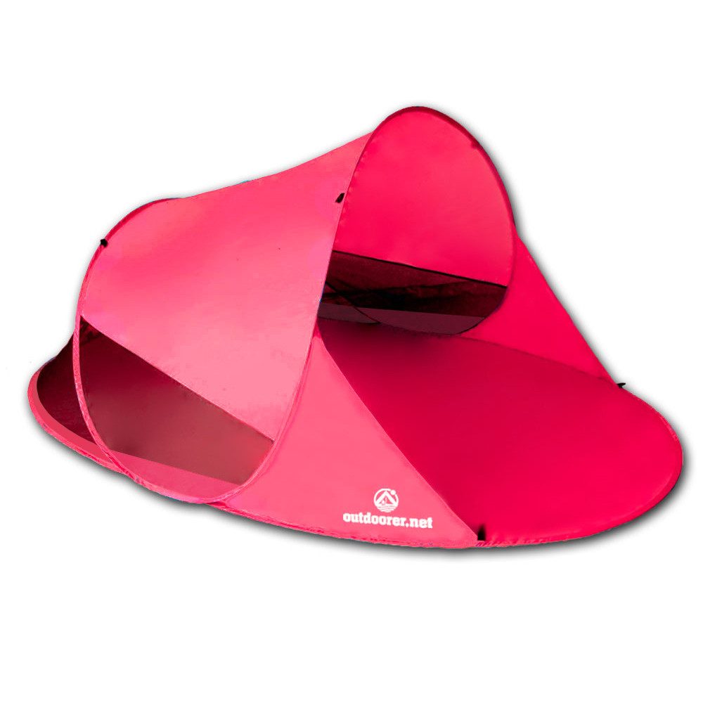 outdoorer Strandmuschel selbstaufbauend Zack II pink - Pop-up-Strandmuschel mit Moskitonetz, Sonnenzelt für See, Meer & Garten - Sonnen- und Windschutz