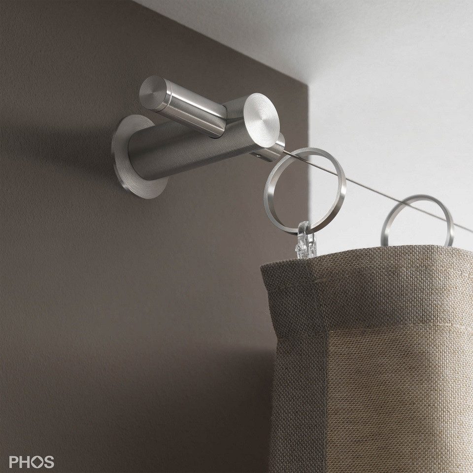 PHOS Design Seilspanngarnitur - Laterales Seilspannsystem aus Edelstahl zur Wand- oder Deckenmontage, kleiner Abstand: 4,4cm - Seil bis zu 5 Meter - 100% Made in Germany