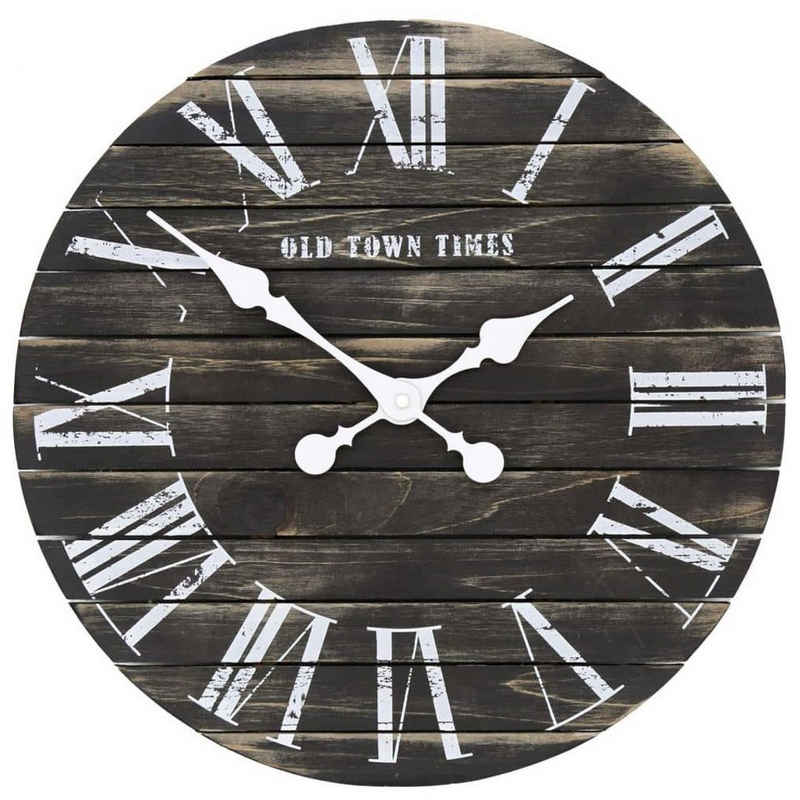 K&L Wall Art Wanduhr NEU leises Uhrwerk: 45cm große Landhaus Uhr schwarz (lautloses Uhrwerk ohne Ticken)