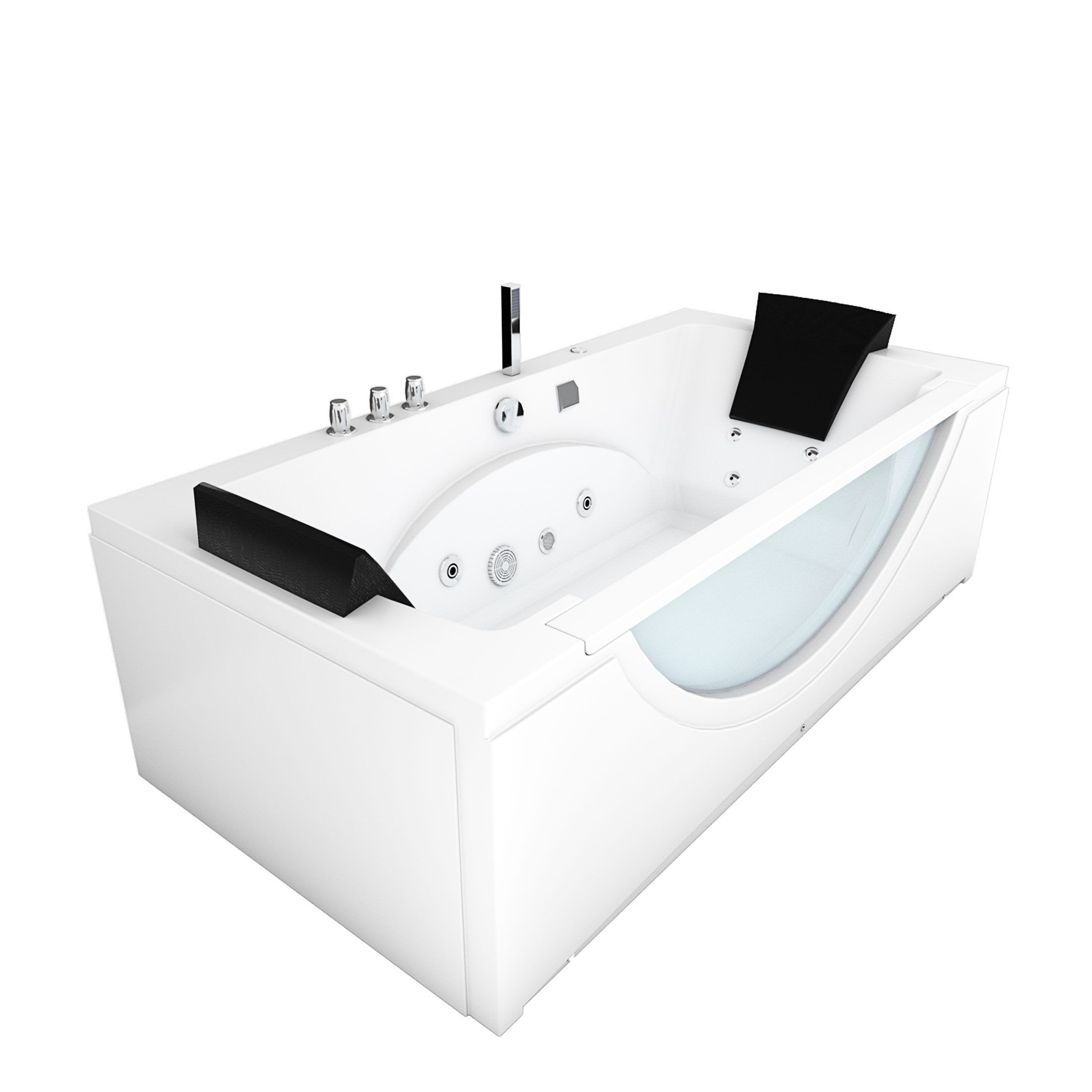 AcquaVapore Whirlpool-Badewanne Whirlpool Badewanne Eckwanne W81-TH-C-ALL 180x90cm, (1-tlg), mit Ablaufgarnitur