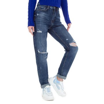 Ital-Design Boyfriend-Jeans Damen Freizeit Destroyed-Look Boyfriend Jeans in Blau