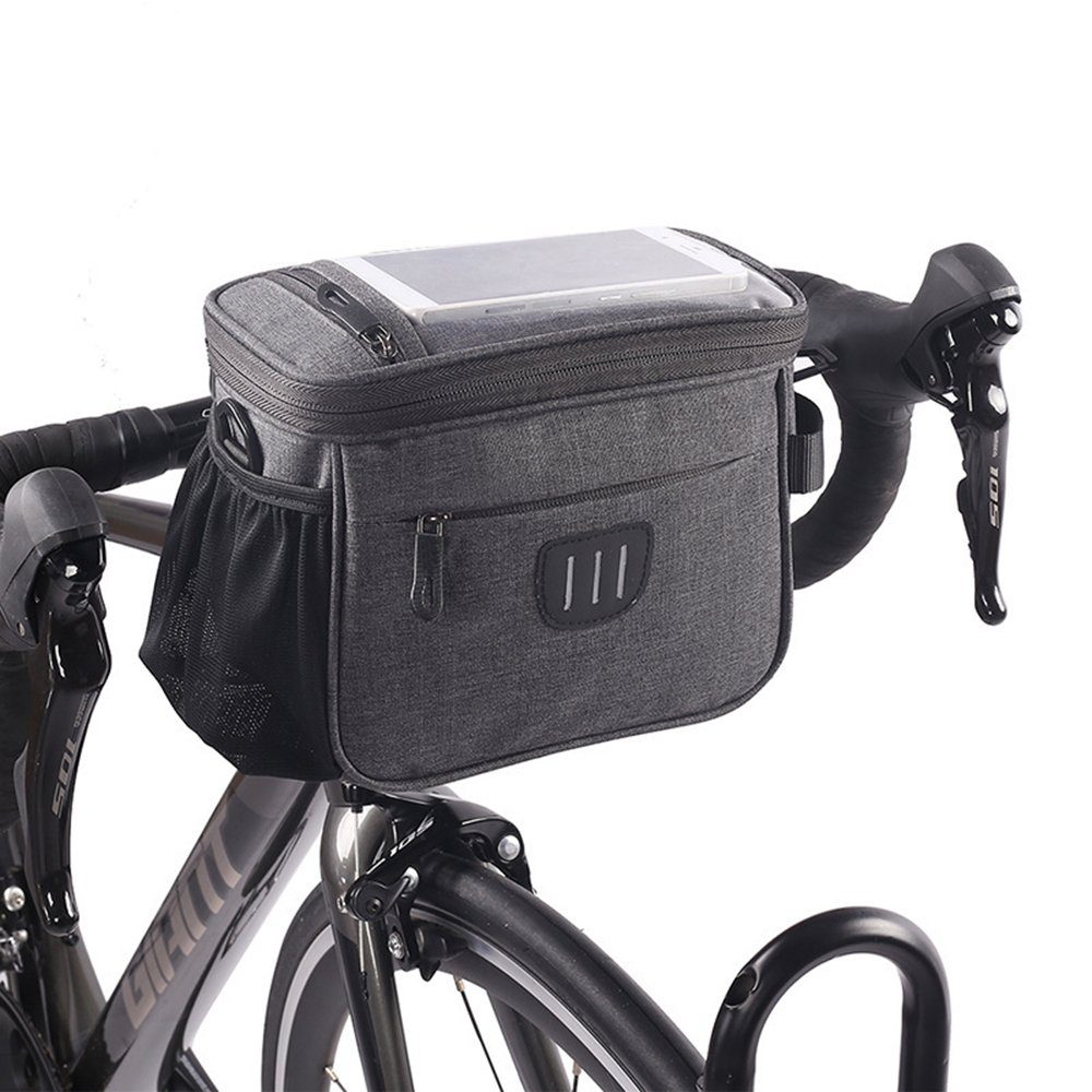 Housruse Fahrradkorb »Lenkertasche 5L fahrradlenkertasche, Wasserdichter  Fahrradkorb Tasche mit Touchscreen, Vorne Fahrradtasche mit Netztasche  Radtasche Handyhalterung mit Schultergurt für alle Handy«