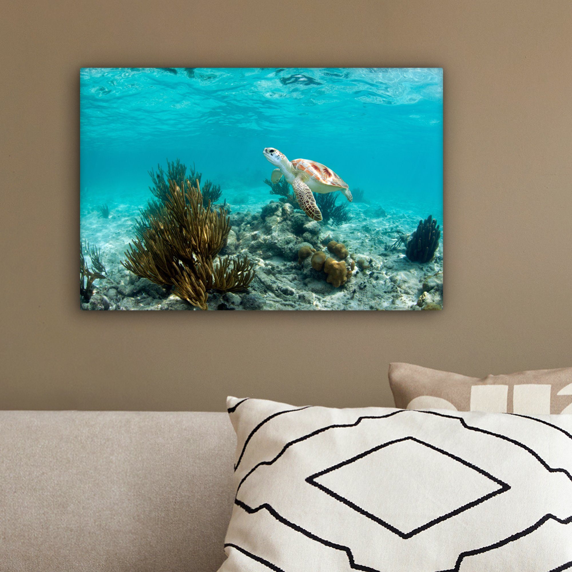 Mexiko, St), Korallenriff Aufhängefertig, cm in Wanddeko, von Wandbild 30x20 (1 Leinwandbild Tulum Leinwandbilder, OneMillionCanvasses®