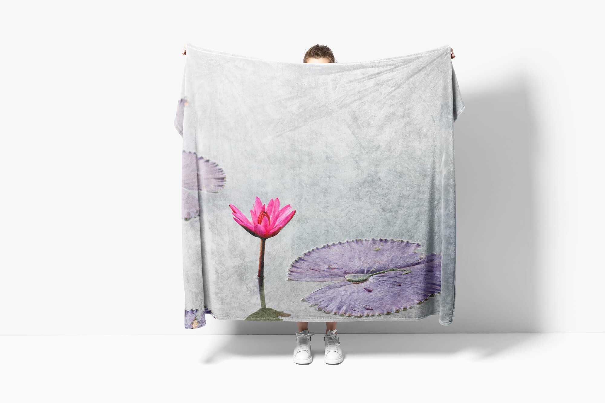 (1-St), Handtuch Fotomotiv Handtücher Sinus Baumwolle-Polyester-Mix Handtuch mit Saunatuch Lotus Art Blume Kuscheldecke Strandhandtuch Wasser,