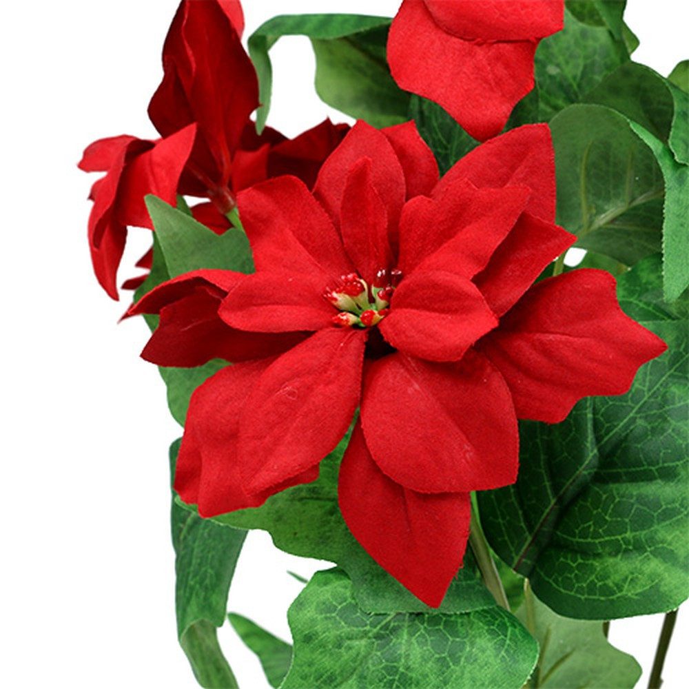 Winterliche Kunstpflanze Strauß Weihnachtsstern Rot L47cm günstig online kaufen