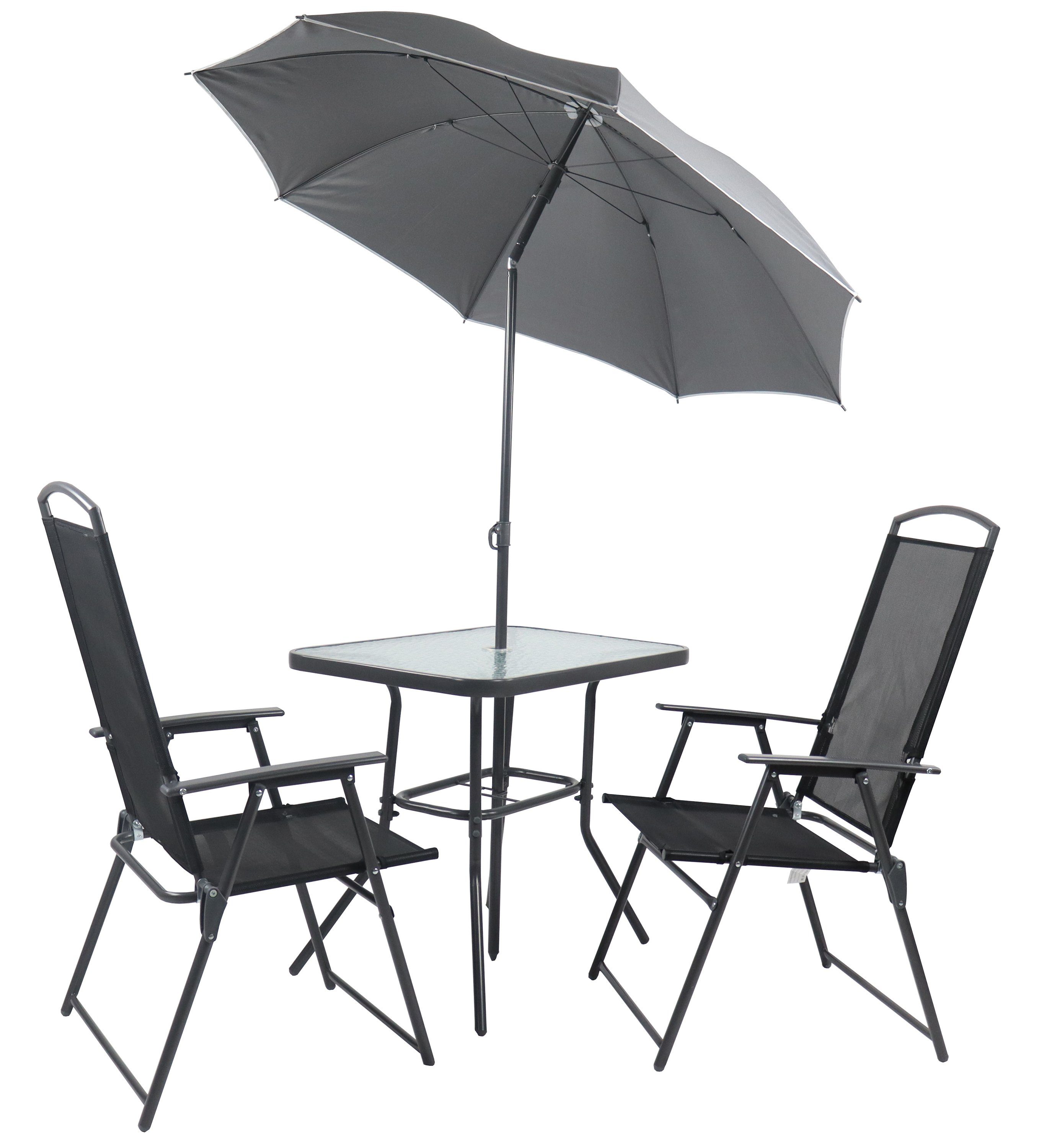 VCM Garten-Essgruppe 3-tlg Sitzgruppe Gartenmöbel Tisch Stühle Set 80