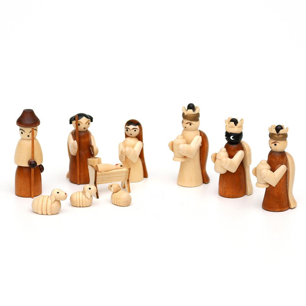 (4-tlg) wählbar Dropdown-Menü Krippe natur Dekohelden24 Größe Krippenfiguren, Holz über