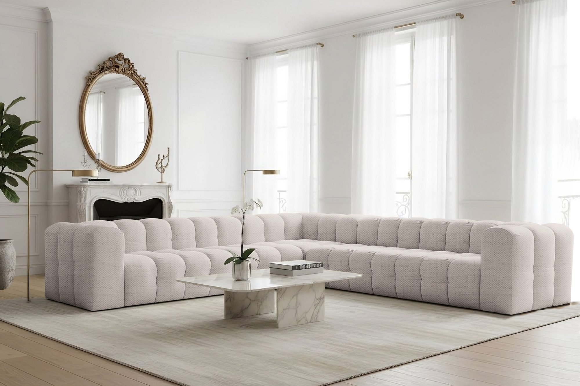 yourhouse24 Ecksofa BLOOM CORNER 4, 330x330 cm, Symmetrisches XXL-Sofa in Bubble-Optik, Made in Europe