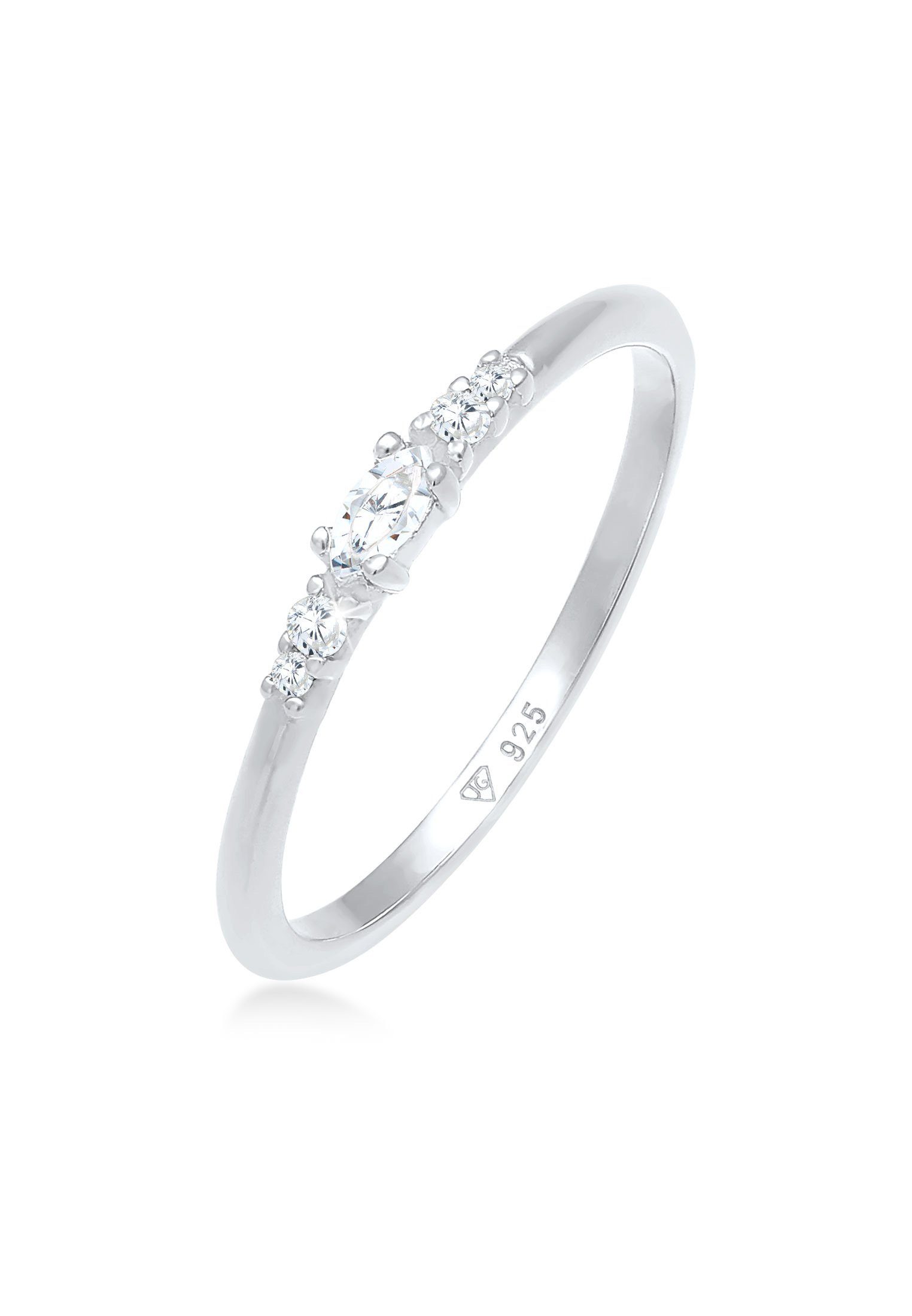 Elli Verlobungsring Elegant Marquise Zirkonia Silber Verlobung 925