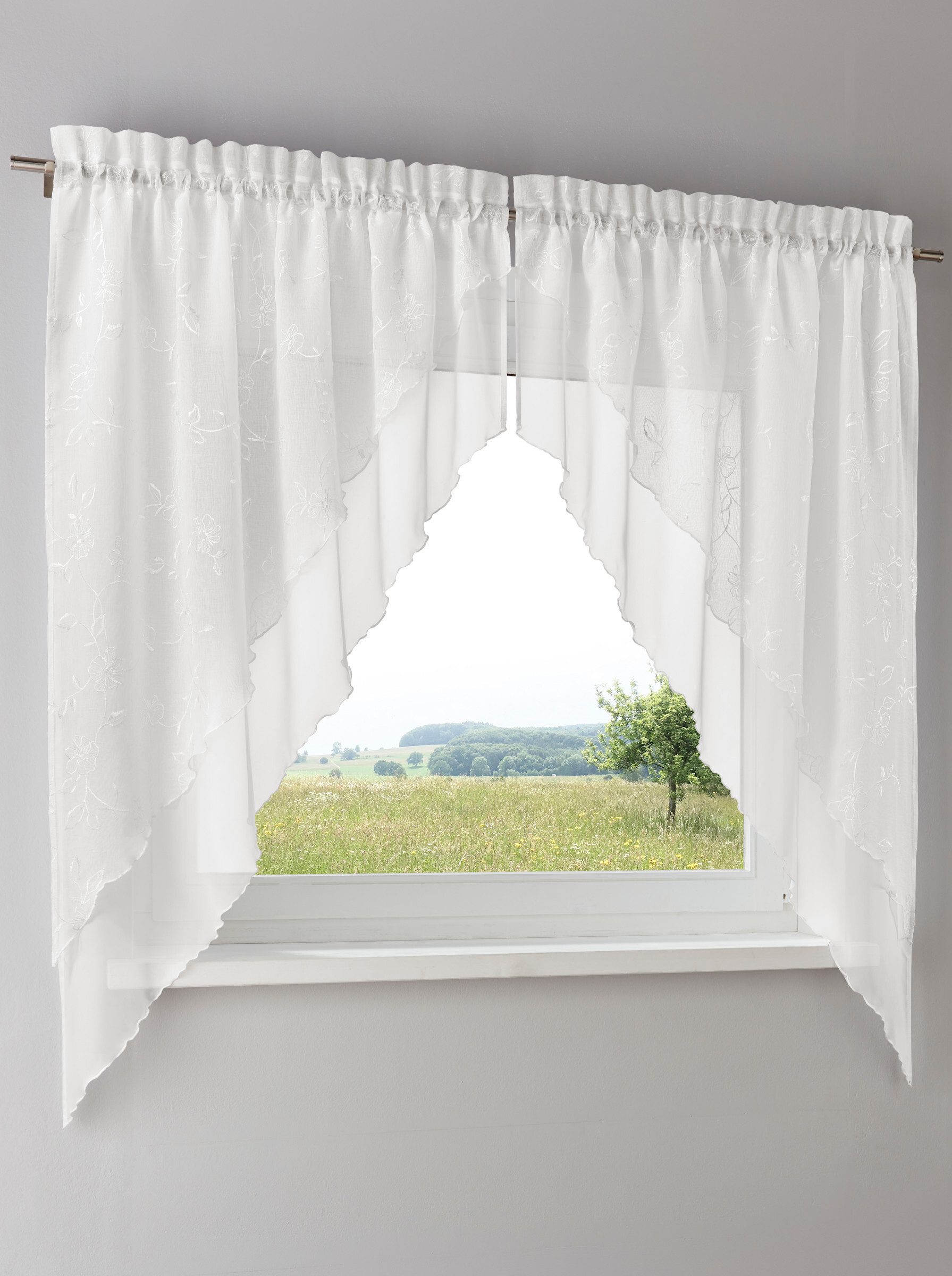 heine Gardine Gardine . (2 St), Stangendurchzug, halbtransparent, Kurzgardi günstig online kaufen