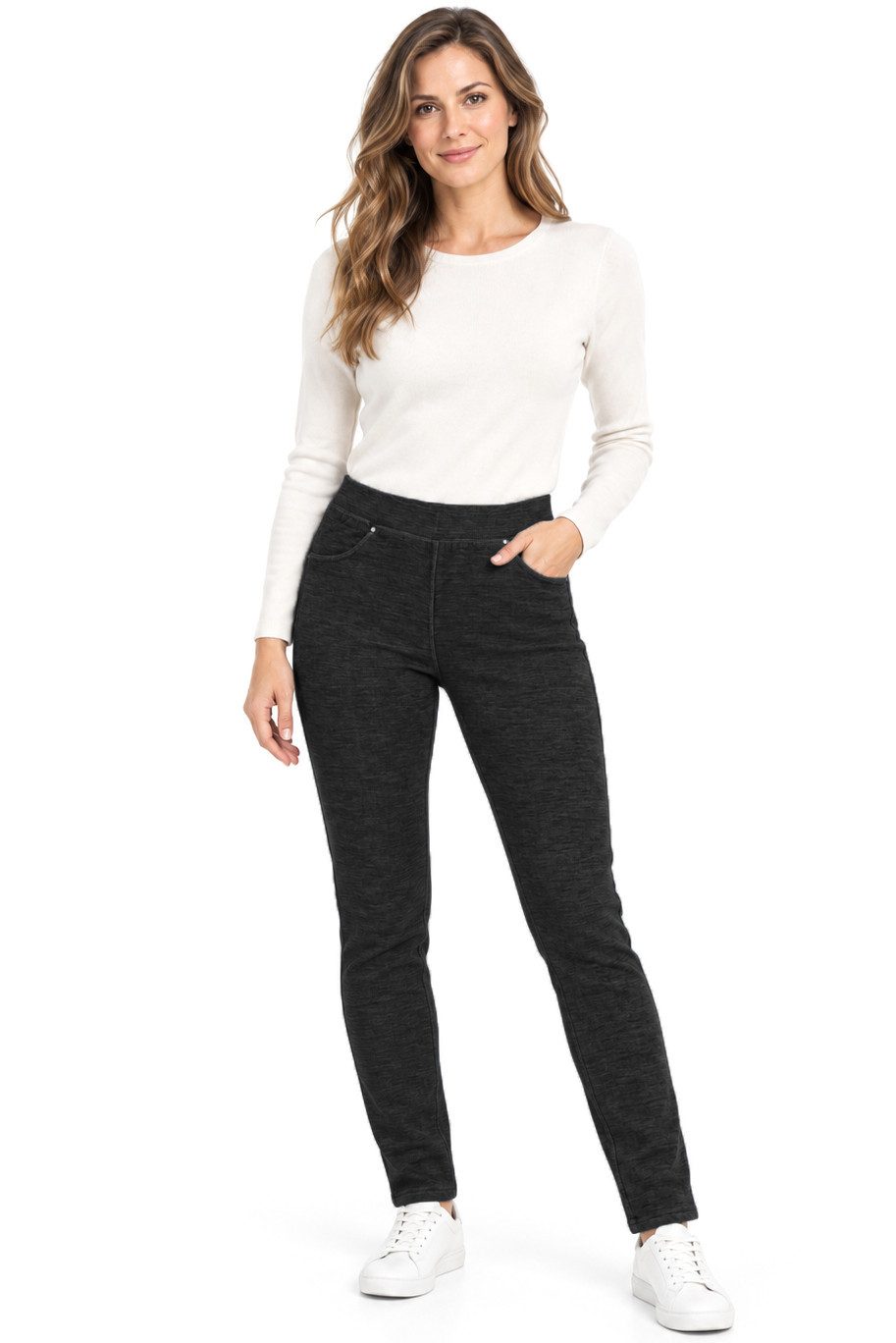 Kendindza Collection Thermohose Damen Winter gefüttert warm Thermoleggings Winterhose Stretch gefütterte Thermo Hose, Thermo Leggings Winter mit Gummibund