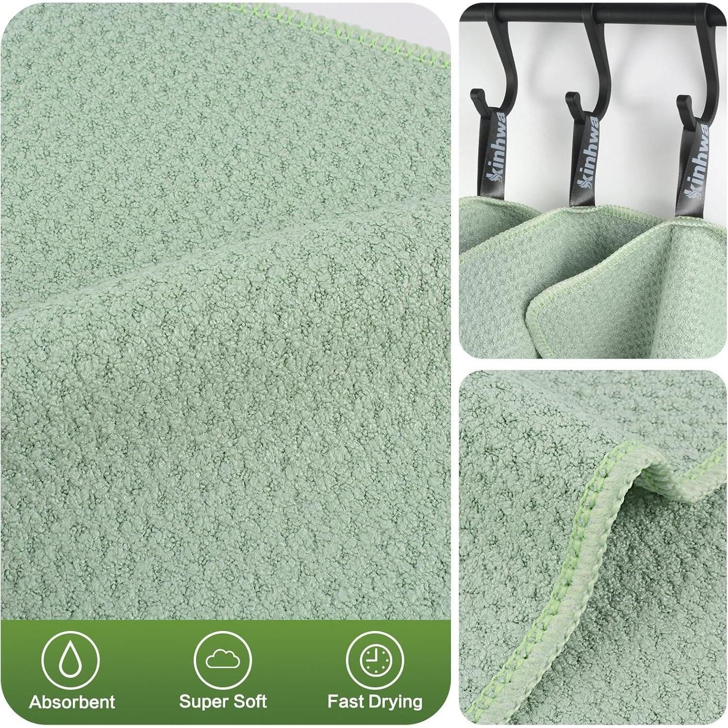 LuxusKollektion Spültuch Mikrofasertuch Waffeltuch fusselfrei Grün 6 Stück 20×20cm Mikrofasertuch