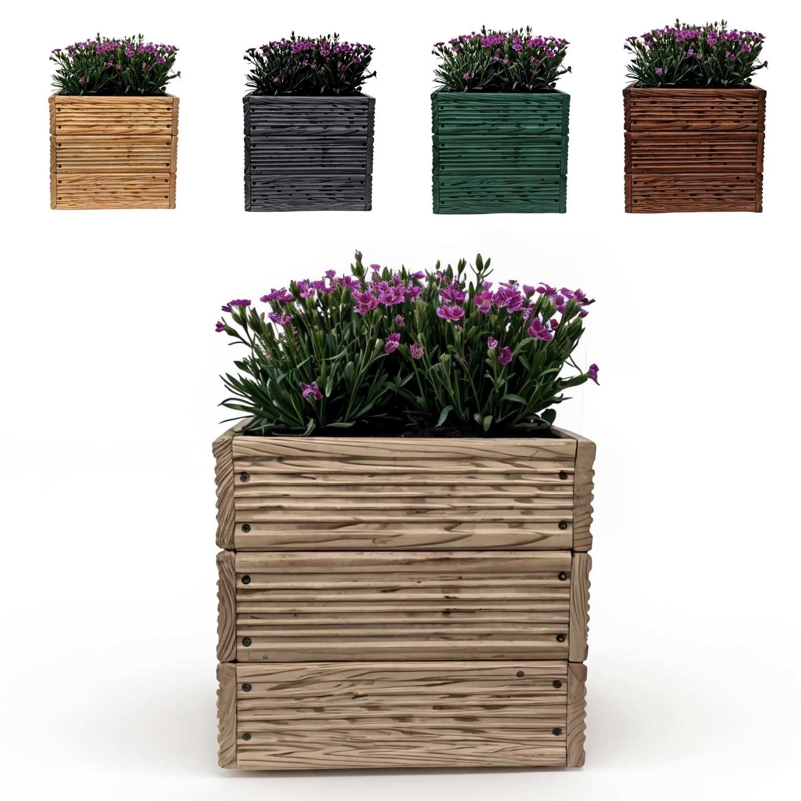 Floranica Übertopf Eckige Blumentopf Pflanzentopf Blumenkasten Kräutertopf (ohne Roller, 1 St., Unbehandelt), für drinnen und draußen - für Garten, Balkon, Terrasse und Wohnräume