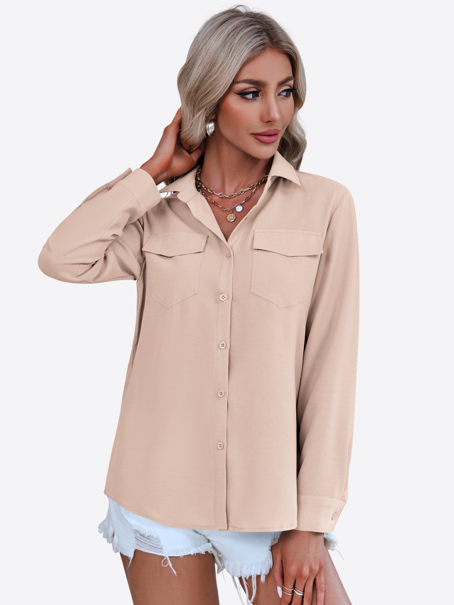 Imily Bela Hemdbluse Damen Lässige Basic-Bürobluse (Packung, 1-tlg., 1per-P günstig online kaufen