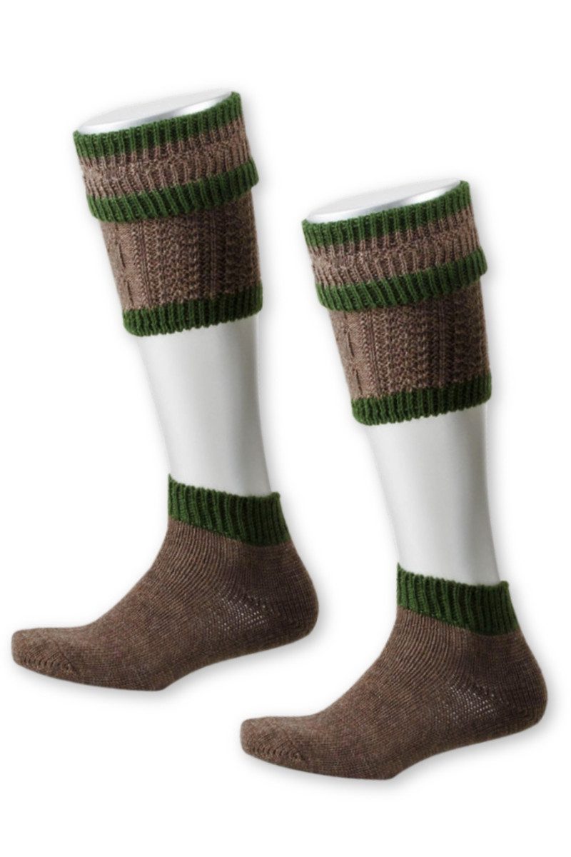 Trachtensocken Loferl - L4291 - mittelgrau/tanne, trachtenbraun/tanne